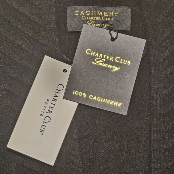 Charter Club Cashmere Open-Front Cardigan Classic Black PP - Picture 5 of 5